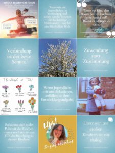 Kachelbild, das Karen Netzels Instagram-Feed mit ihren letzten Posts aus ihrem neuen Blog zeigt.